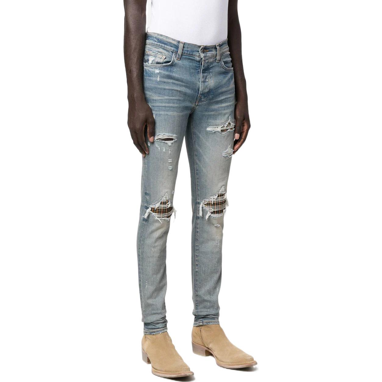 AMIRI FW22 Distressed Plaid Patch Slim Jeans Men’s Blue. PF22MDS082408 圖 4
