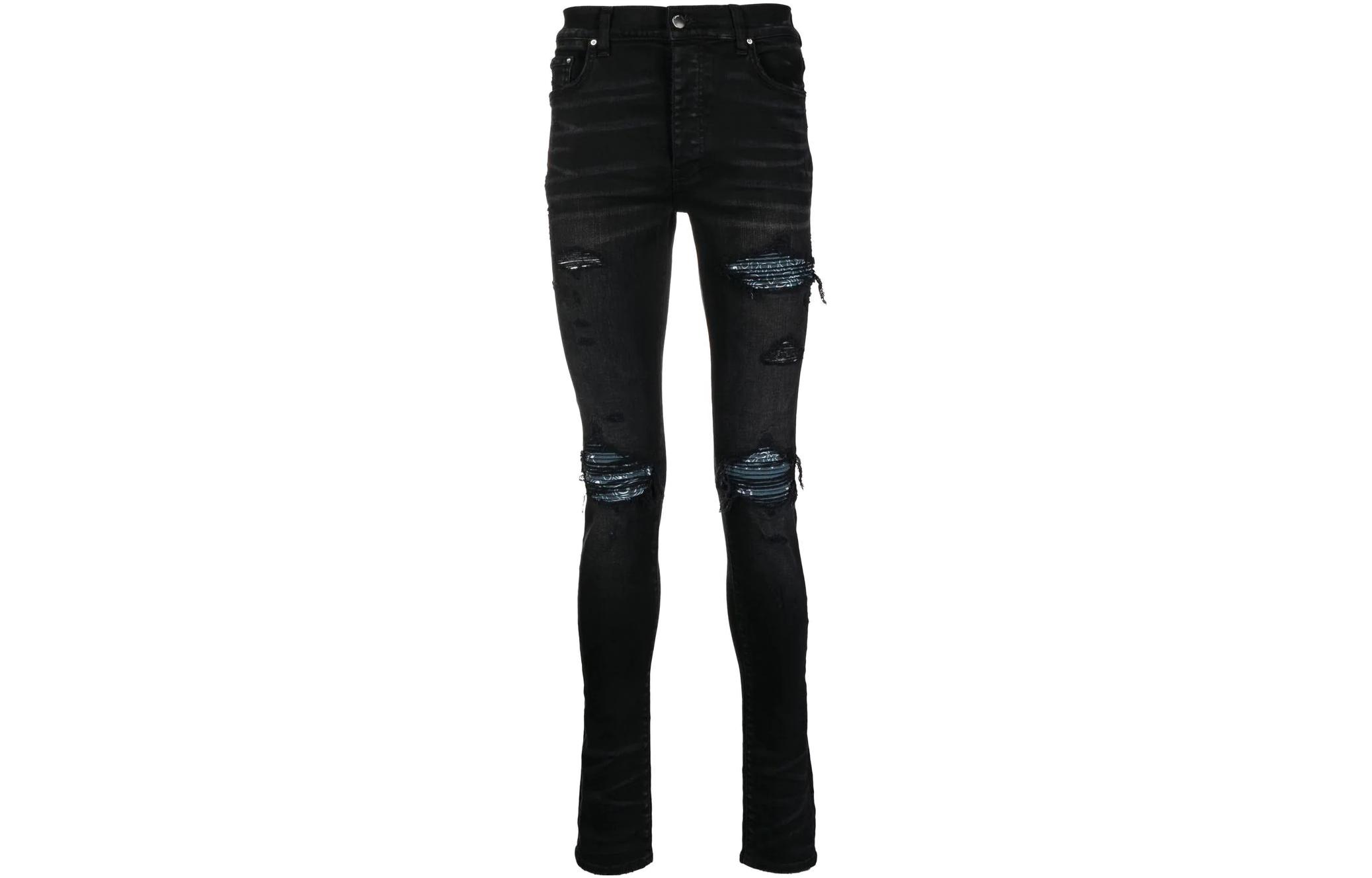 Order AMIRI FW22 Seluar Skinny Lelaki Hitam Distressed. AW22MDS012023