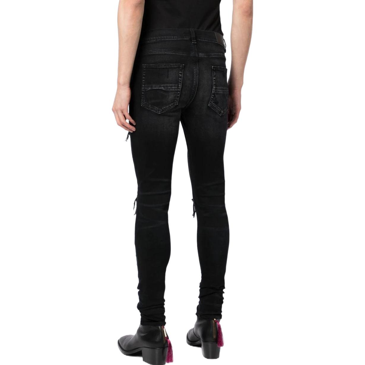 Shop AMIRI FW22 Seluar Skinny Lelaki Hitam Distressed. AW22MDS012023