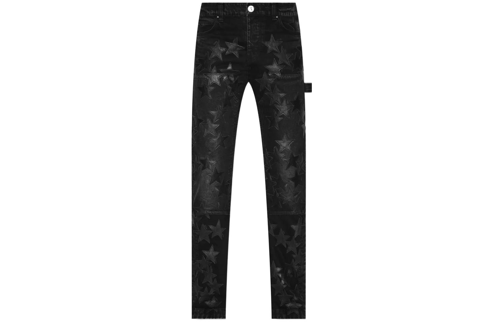 AMIRI FW22 Distressed Star Printed Button-Up Jeans Men’s Black. PS23MDF007-023