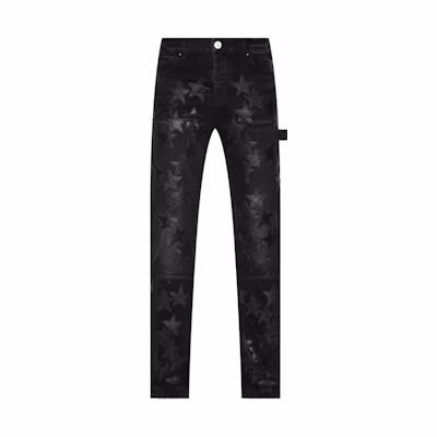 AMIRI FW22 Distressed Star Printed Button-Up Jeans Men’s Black. PS23MDF007-023