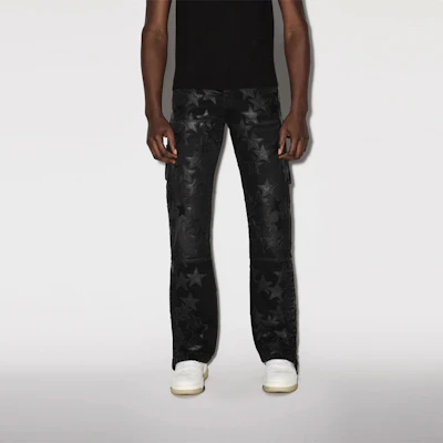 AMIRI FW22 Distressed Star Printed Button-Up Jeans Men’s Black. PS23MDF007-023 Lookbook AMIRI FW22 Distressed Star Printed Button-Up Jeans Men’s Black. PS23MDF007-023