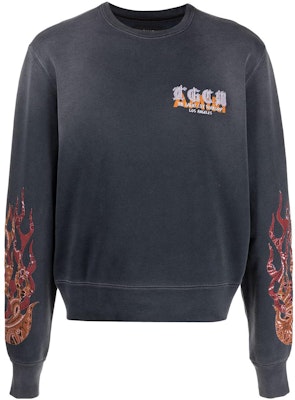 AMIRI FW22 男款刺繡火焰灰色長袖套頭衫。 ps22mjg030 Order AMIRI FW22 男款刺繡火焰灰色長袖套頭衫。 ps22mjg030