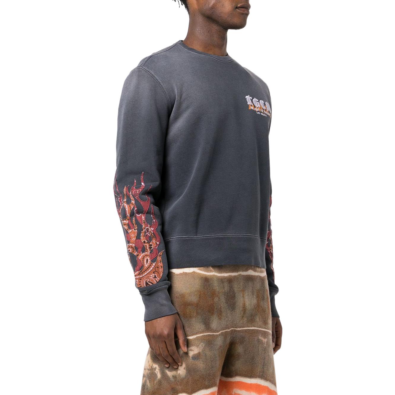 Purchase AMIRI FW22 男款刺繡火焰灰色長袖套頭衫。 ps22mjg030