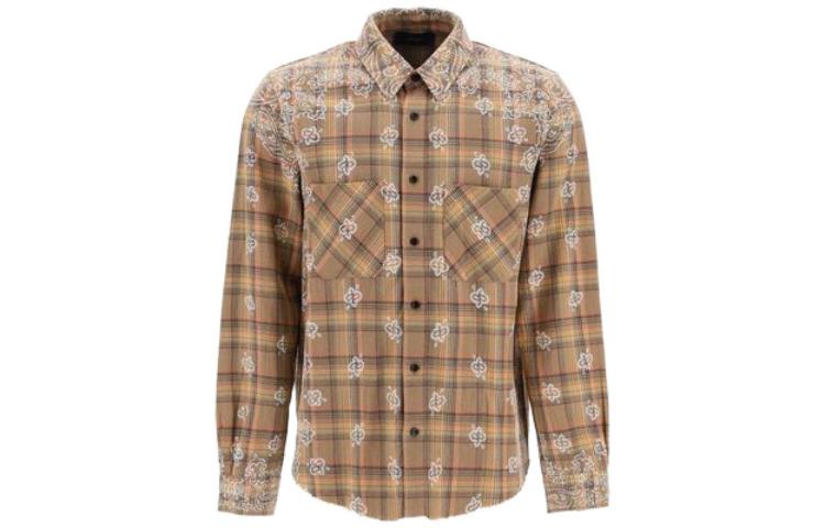 AMIRI FW22 Geometric Print Shirt Jacket Brown MSL004210