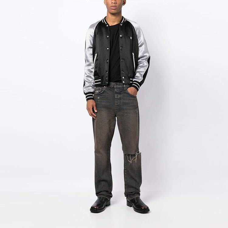 Lookbook アミリ FW22 グラデーション刺繍ダメージデニムジーンズ グレー メンズ PS23MDF008-950