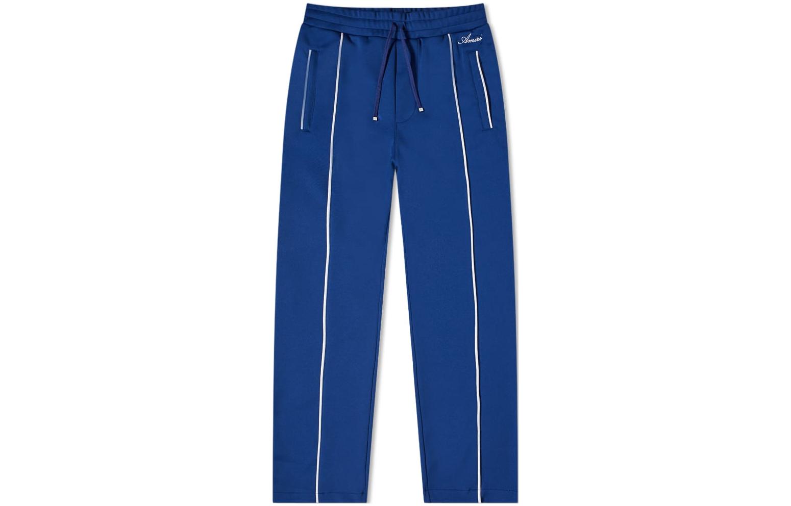 Order AMIRI Celana Sweatpants Lurus Pinggang Tinggi Garis Samping Biru Pria FW22. PS22MPF024-420