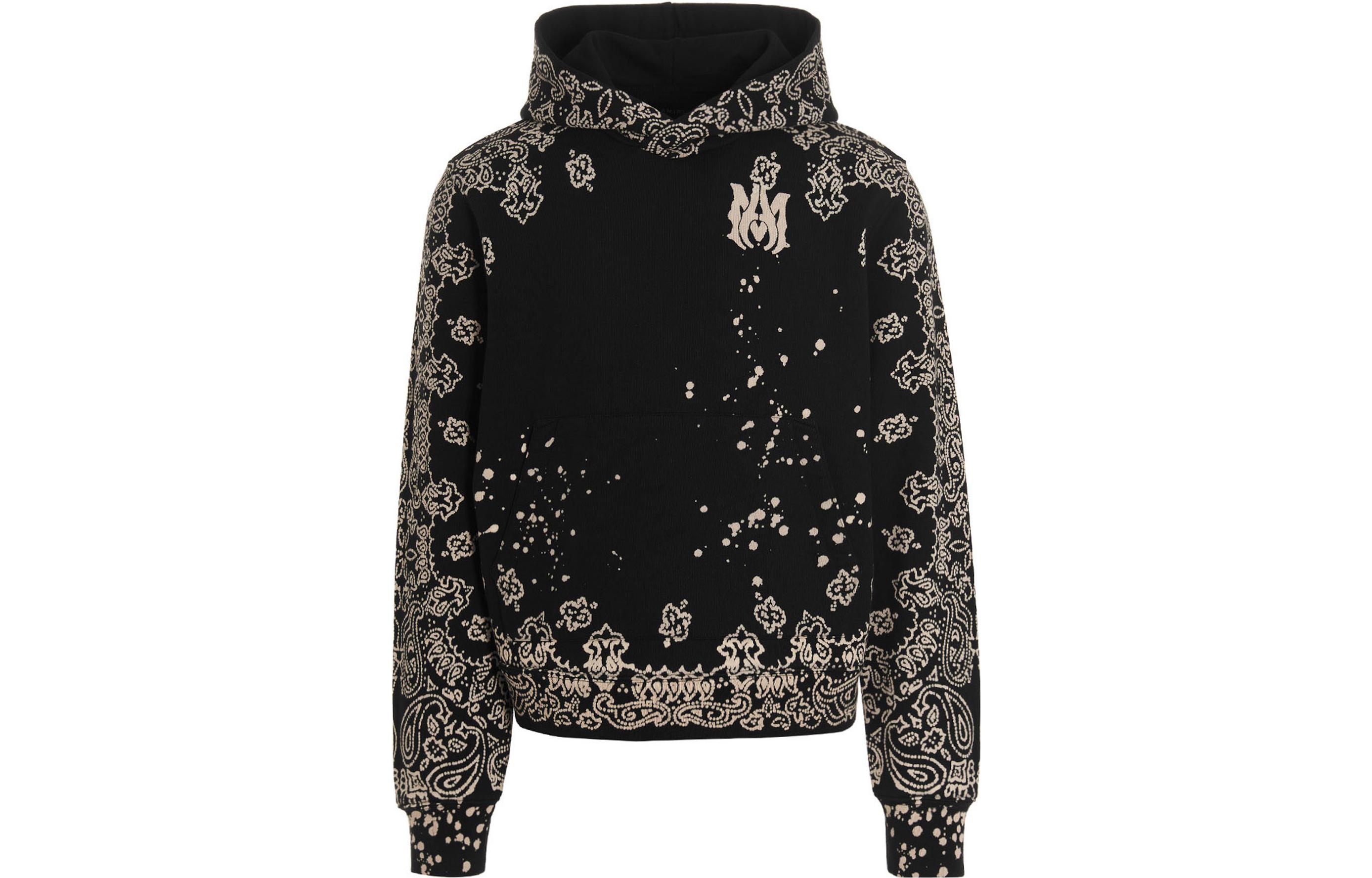 AMIRI FW22 Logo Embroidered Bandana Print Hoodie Black () PF22MJH021-001