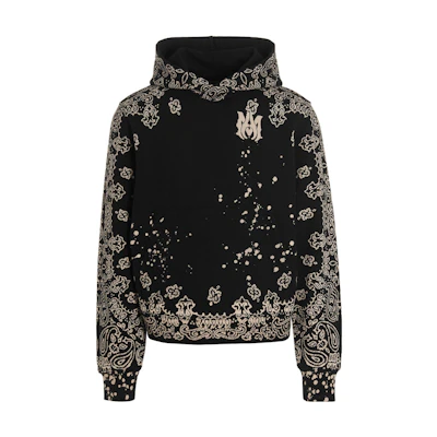 AMIRI FW22 Logo Embroidered Bandana Print Hoodie Black () PF22MJH021-001