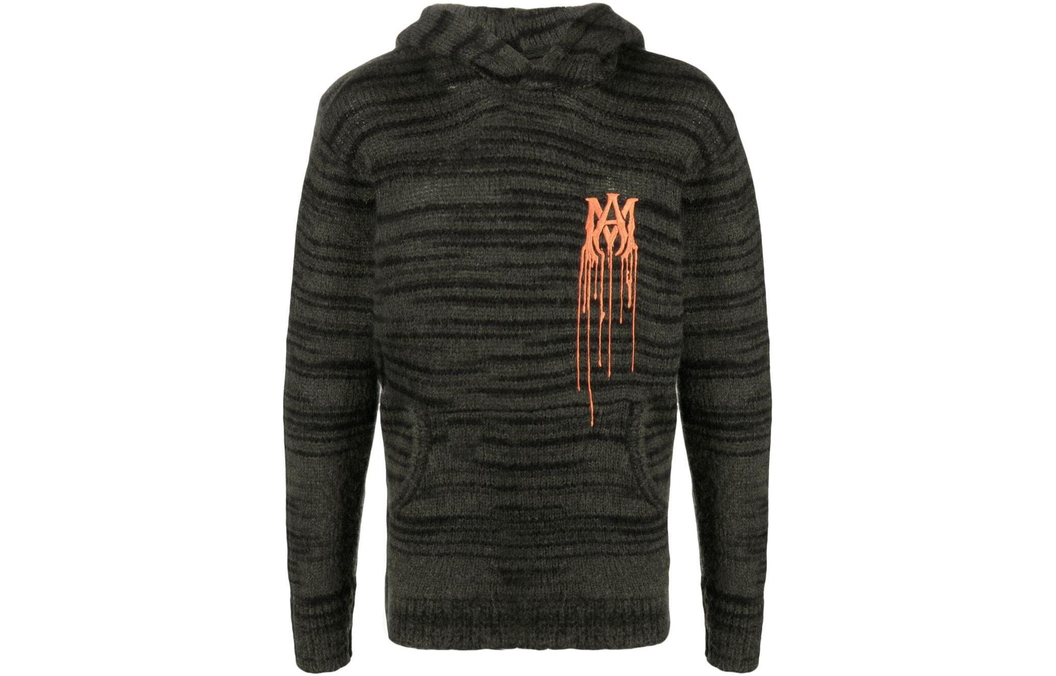 AMIRI FW22 Logo Embroidered Knit Hoodie Black - Casual Wear PS22MKL044310