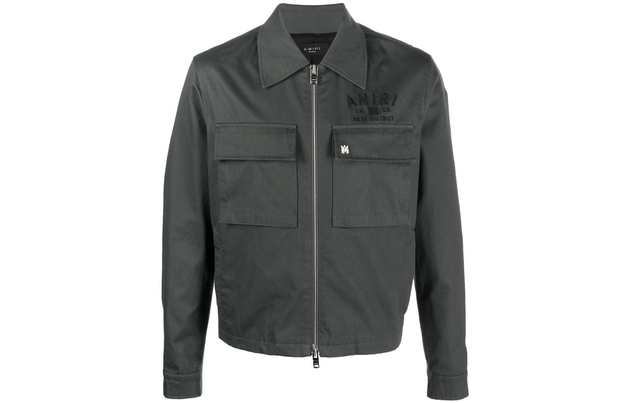 AMIRI FW22 Logo Embroidered Zip-Up Jacket Grey () PF22MOS-005