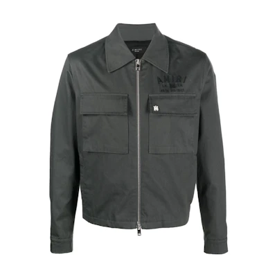 AMIRI FW22 Logo Embroidered Zip-Up Jacket Grey () PF22MOS-005