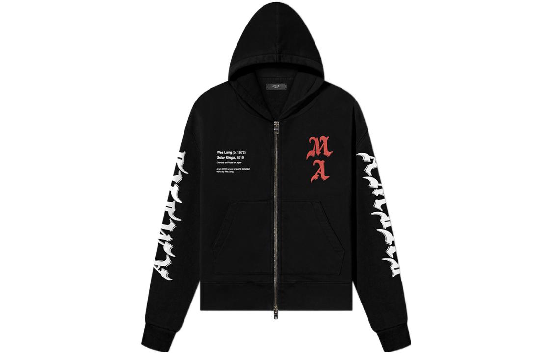 AMIRI FW22 Logo Printed Zip-Up Hoodie Black Long Sleeve AW22MJG023-001