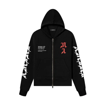 AMIRI FW22 Logo Printed Zip-Up Hoodie Black Long Sleeve AW22MJG023-001