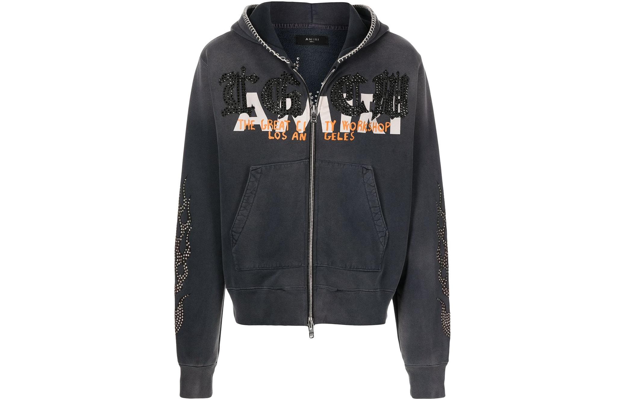 AMIRI FW22 Logo Zipper Hoodie Grey PS22MJG034-001