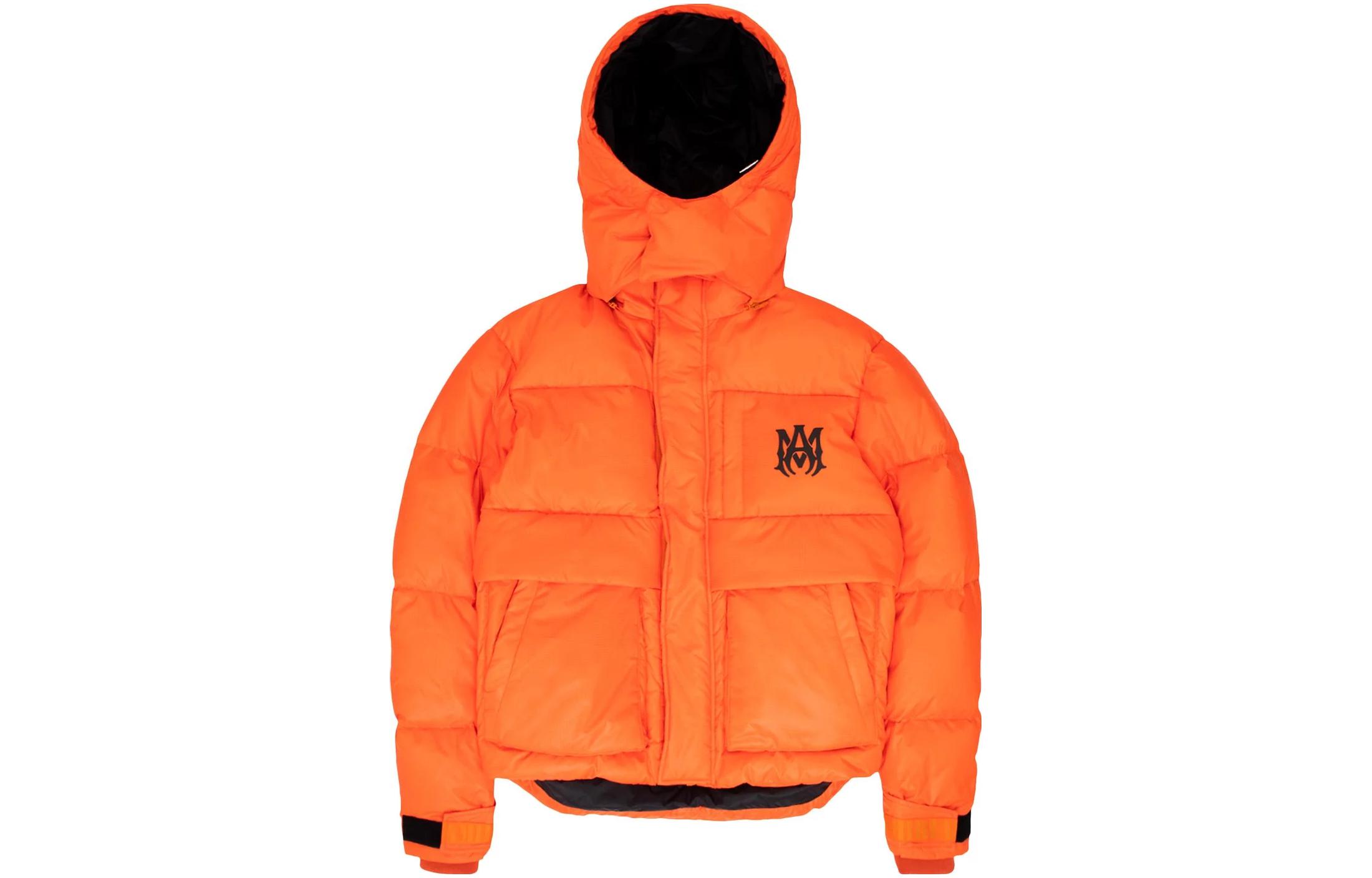 AMIRI FW22 Orange Multi-Pocket Zip Hoodie Jacket with Logo Patch () PS22M0L005-665