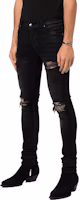 Purchase AMIRI FW22 佩斯利拼接刷破修身牛仔褲 黑色 PF22MDS003D023