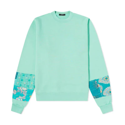 AMIRI FW22 Patchwork Crewneck Pullover Sweatshirt Men’s Blue MJGC016STH-350