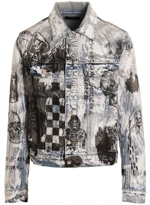 AMIRI FW22 パターンプリント シングルブレスト デニムジャケット メンズ - マルチカラー MDT001994 Buy AMIRI FW22 パターンプリント シングルブレスト デニムジャケット メンズ - マルチカラー MDT001994