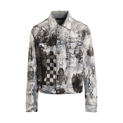 AMIRI FW22 Pattern Print Single-Breasted Denim Jacket Men - Multicolor. MDT001994