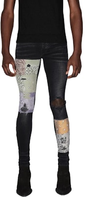 AMIRI FW22 パターンプリント スキニーパッチジーンズ ブラック. PF22MDS021-023 Lookbook AMIRI FW22 パターンプリント スキニーパッチジーンズ ブラック. PF22MDS021-023