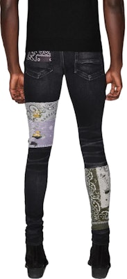 AMIRI FW22 パターンプリント スキニーパッチジーンズ ブラック. PF22MDS021-023 Shop AMIRI FW22 パターンプリント スキニーパッチジーンズ ブラック. PF22MDS021-023
