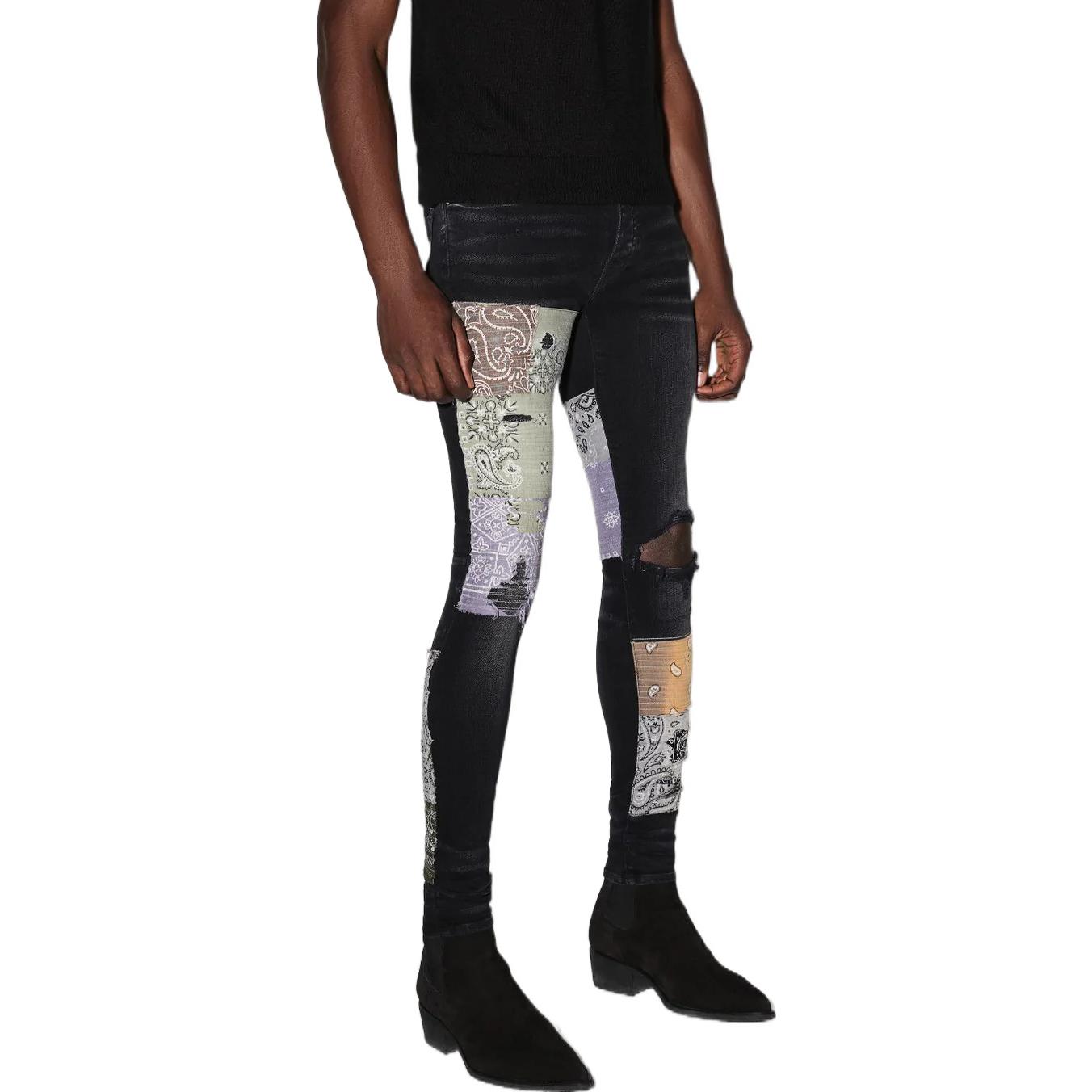 Purchase AMIRI FW22 パターンプリント スキニーパッチジーンズ ブラック. PF22MDS021-023