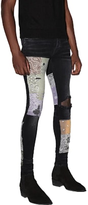 AMIRI FW22 パターンプリント スキニーパッチジーンズ ブラック. PF22MDS021-023 Purchase AMIRI FW22 パターンプリント スキニーパッチジーンズ ブラック. PF22MDS021-023