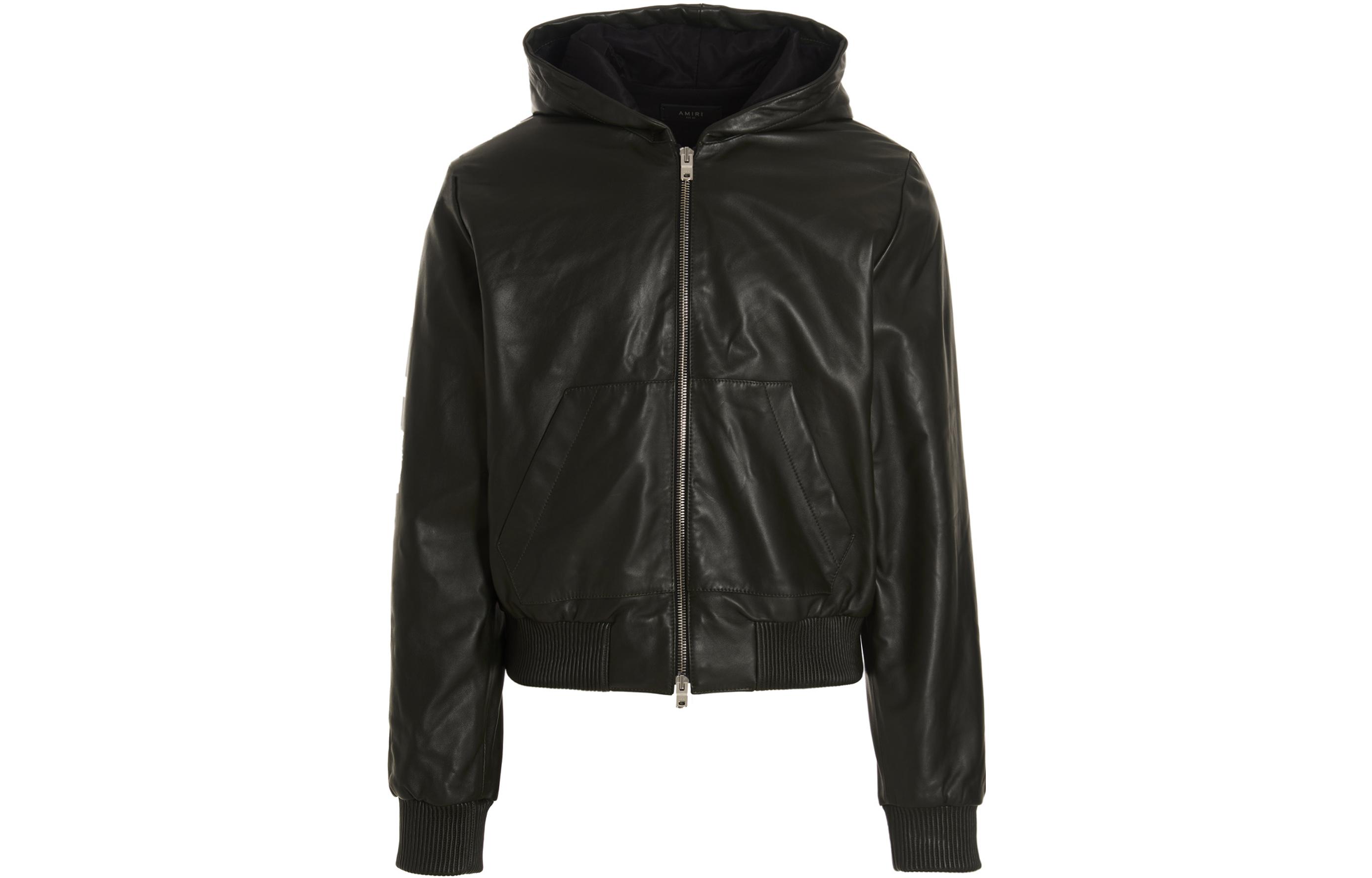 AMIRI FW22 Solid Color Logo Zip-Up Hoodie Jacket Men’s Black MLJ010310