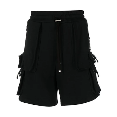 AMIRI FW22 Solid Elastic Drawstring Straight Casual Shorts Black Men PF22MJP003-001