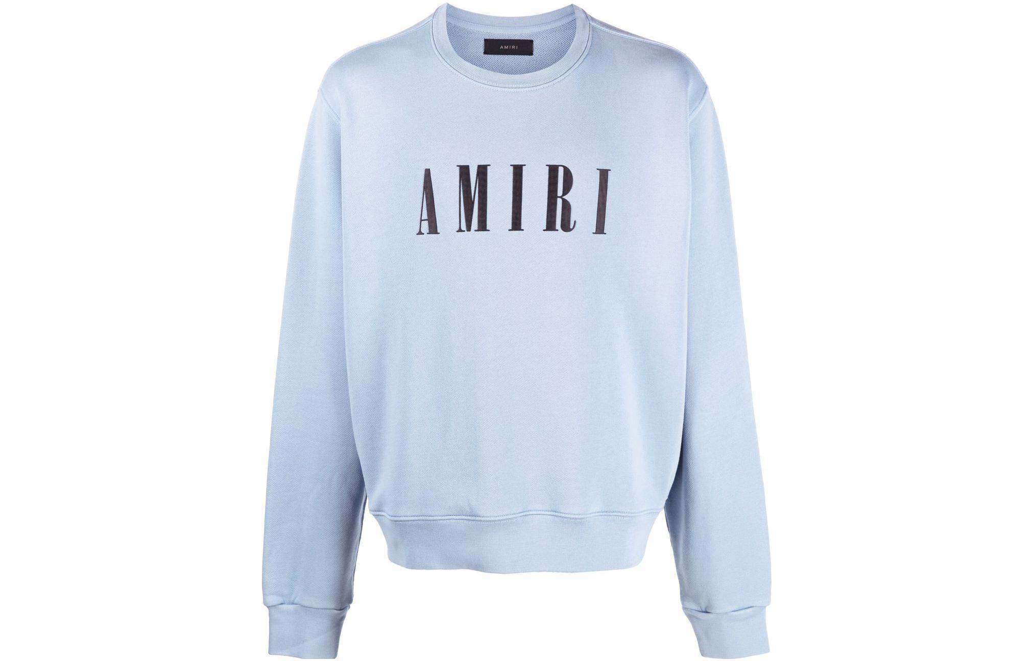 AMIRI FW22 Solid Logo Print Crewneck Long Sleeve Sweatshirt Blue () PF22MJC014
