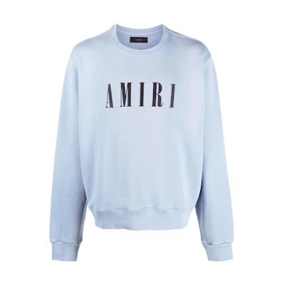 AMIRI FW22 Solid Logo Print Crewneck Long Sleeve Sweatshirt Blue () PF22MJC014