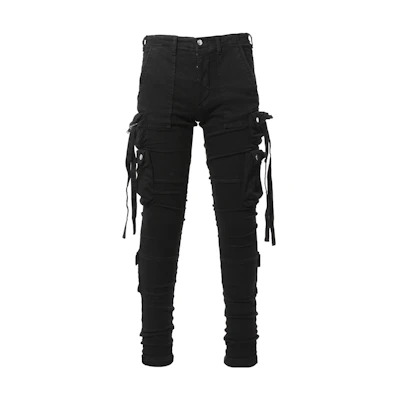 AMIRI FW22 Solid Pocket Crinkled Straight-Leg Jeans Men Black. SR3LA0001-001