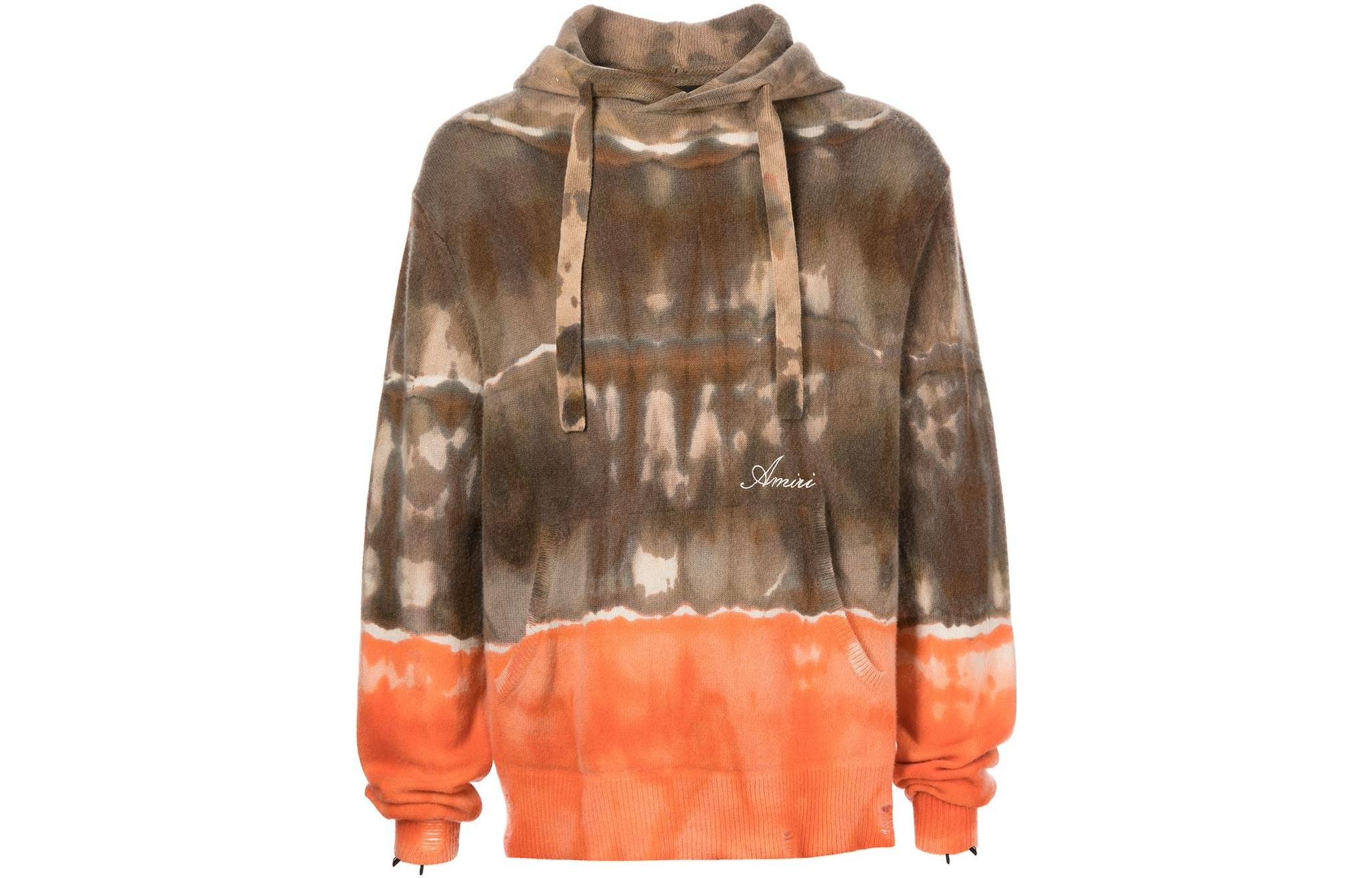 AMIRI FW22 Tie-Dye Colorblock Hoodie Brown Pullover PS22MKF047665665