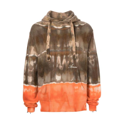 AMIRI FW22 Tie-Dye Colorblock Hoodie Brown Pullover PS22MKF047665665