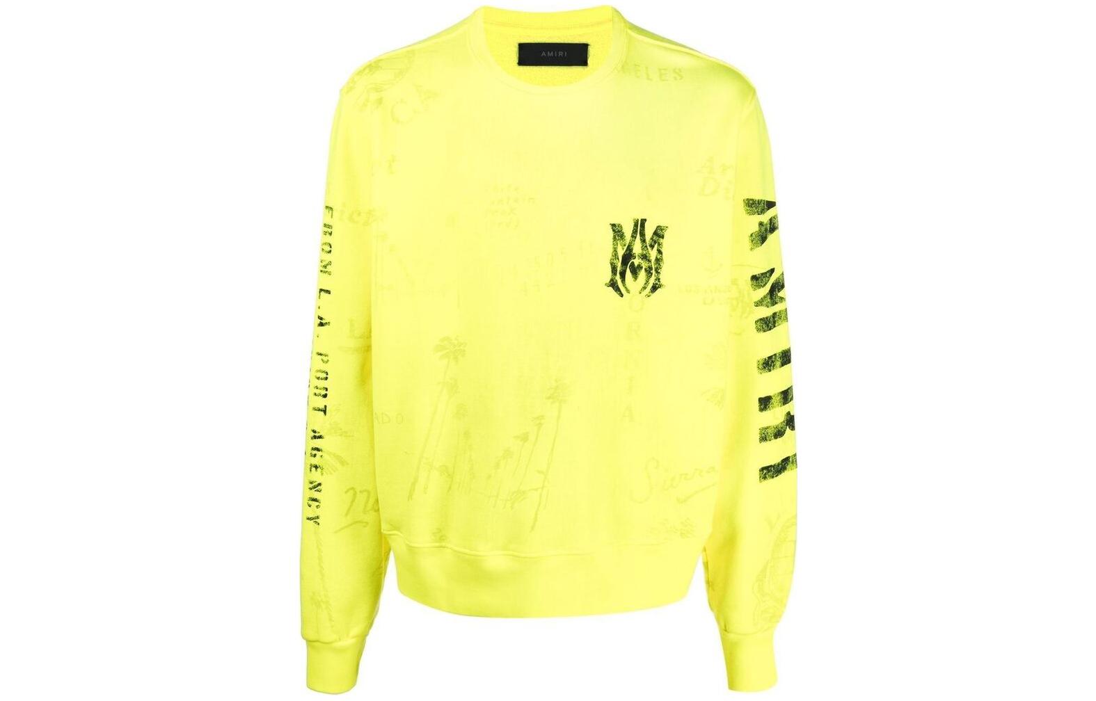 AMIRI FW22 Yellow Logo Print Loose Pullover Sweatshirt MJC019-360