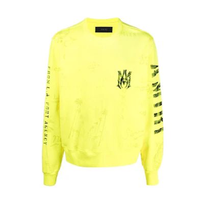 AMIRI FW22 Yellow Logo Print Loose Pullover Sweatshirt MJC019-360