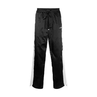 AMIRI FW23 Black Straight-Leg Elastic Track Pants with Side Stripes. PF23MAW006-001
