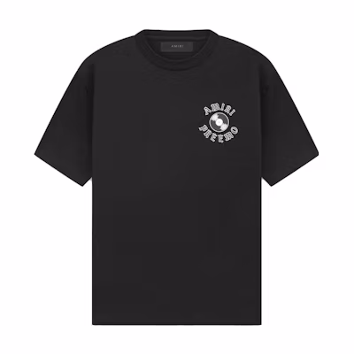 AMIRI FW23 Black T-Shirt with Letter Record Graphic Print. AW23MJG009-001
