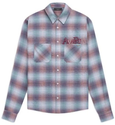AMIRI Kemeja FW23 Kotak-Kotak Biru Merah Lengan Panjang Colorblock. AW23MSL089-573 Order AMIRI Kemeja FW23 Kotak-Kotak Biru Merah Lengan Panjang Colorblock. AW23MSL089-573