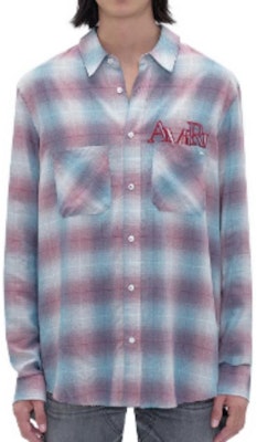 AMIRI Kemeja FW23 Kotak-Kotak Biru Merah Lengan Panjang Colorblock. AW23MSL089-573 Lookbook AMIRI Kemeja FW23 Kotak-Kotak Biru Merah Lengan Panjang Colorblock. AW23MSL089-573