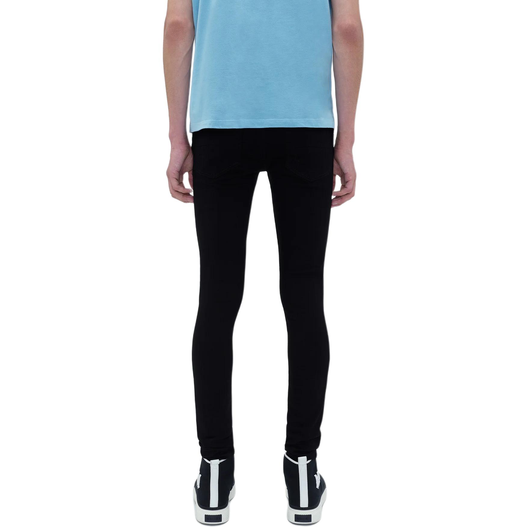 Shop AMIRI 男士FW23黑色破洞修身拉鍊牛仔褲 PS24MDS006-034
