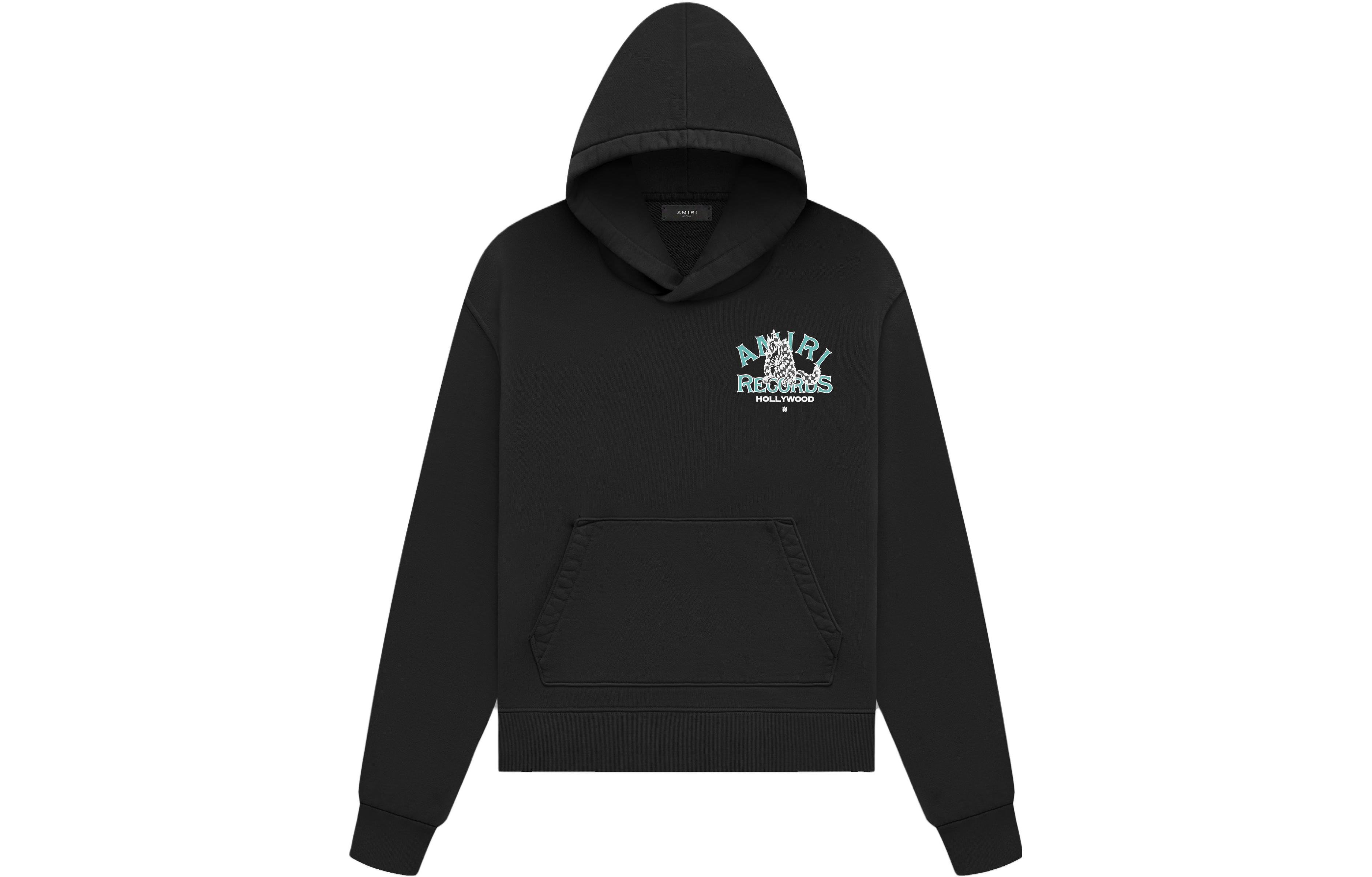 AMIRI FW23 Black Hoodie with Letter Animal Print AW23MJG015-001