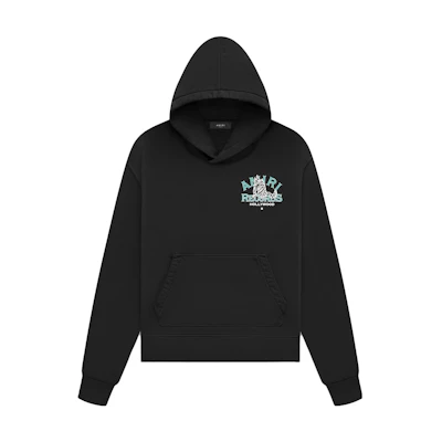 AMIRI FW23 Black Hoodie with Letter Animal Print AW23MJG015-001