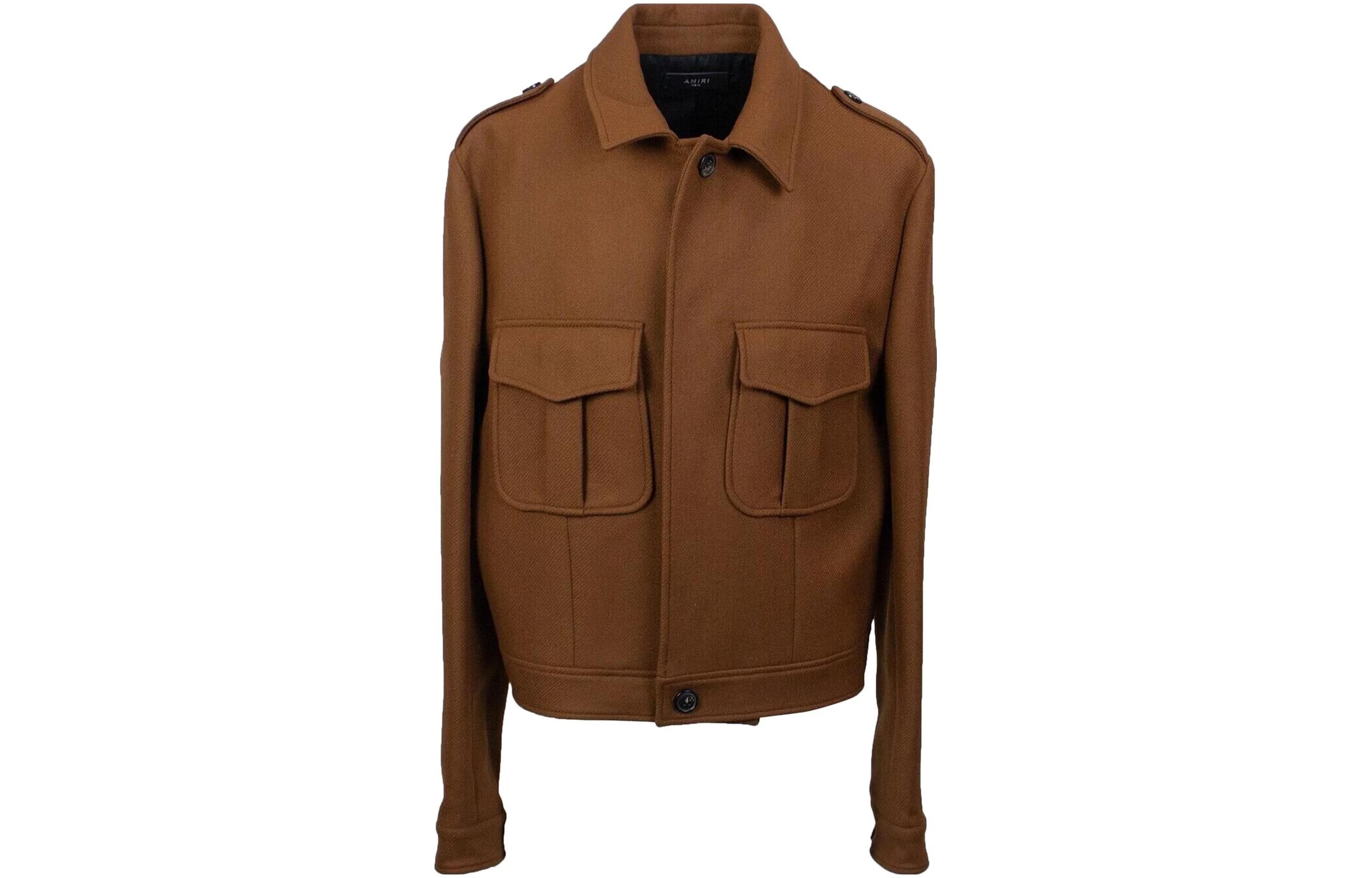 AMIRI FW23 Brown Solid Color Long-Sleeve Button-Up Jacket MJS002-200
