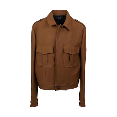 AMIRI FW23 Brown Solid Color Long-Sleeve Button-Up Jacket MJS002-200