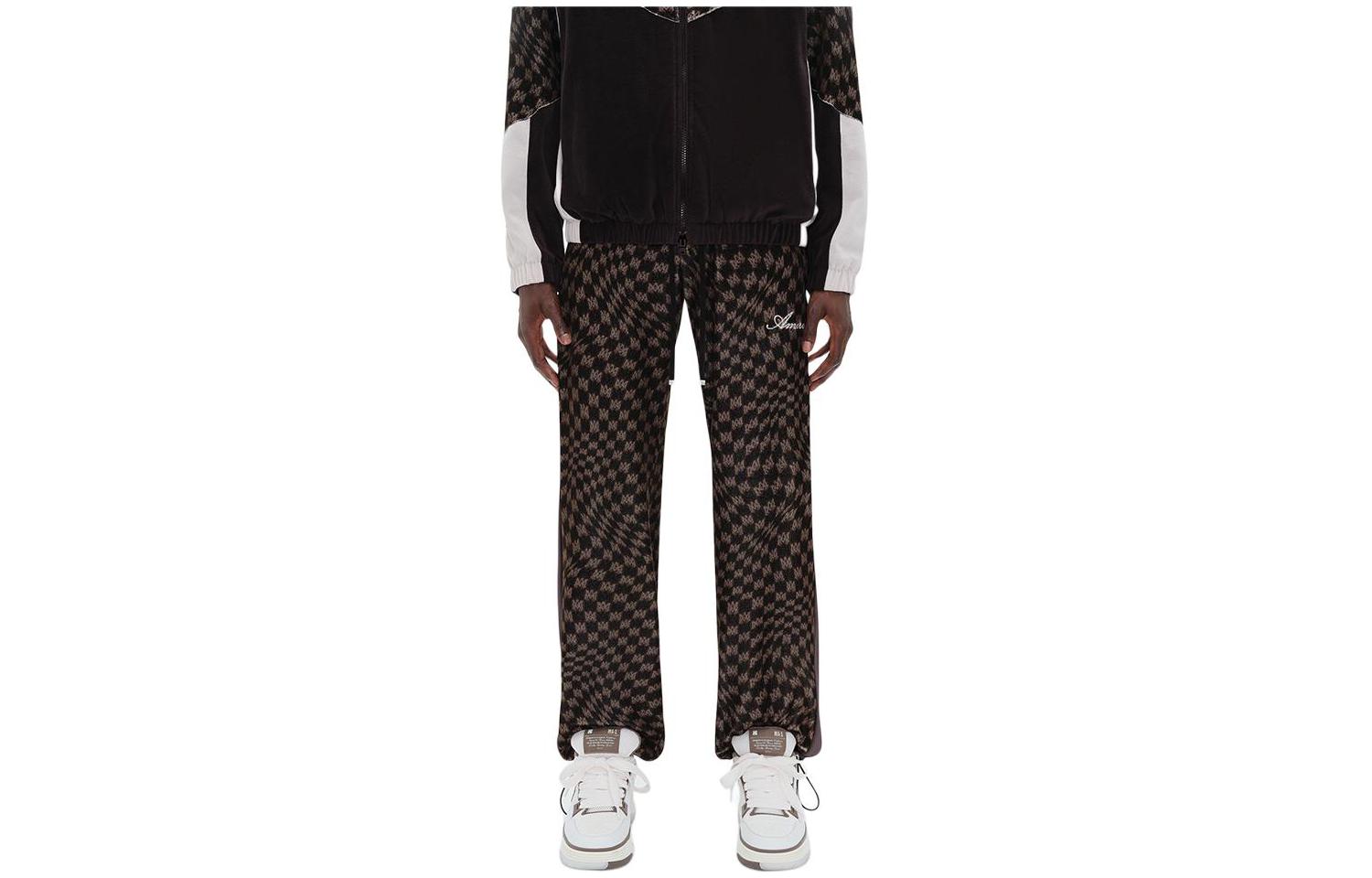 Order AMIRI FW23 Celana Jogger Pria Coklat Mallard Logo Elastis Tali. AW23MAW073