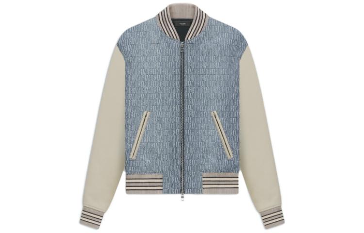 AMIRI FW23 Patchwork Multicolor Stand Collar Jacket Denim Blue AW23MDT008-875