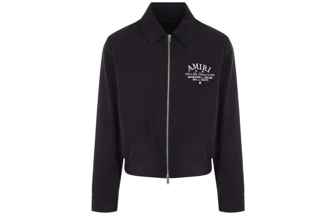 AMIRI FW23 Solid Color Embroidered Letter Jacket Black PF23MOS023001