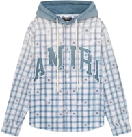 AMIRI FW24 Single-Breasted Hooded Letter Print Jacket Blue AMSTOS1016-504 AMIRI FW24 Single-Breasted Hooded Letter Print Jacket Blue AMSTOS1016-504